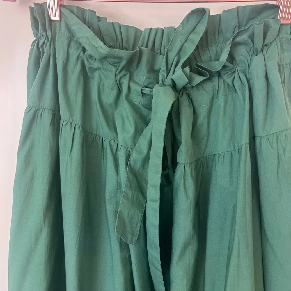 Free People Green Ruffled Maxi Skirt